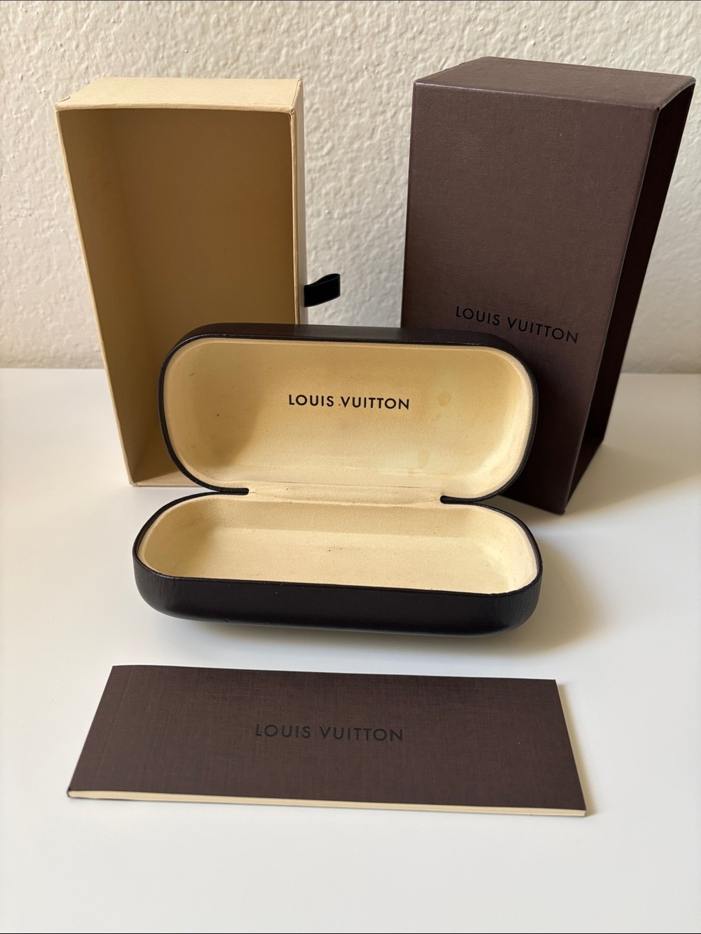 Authentic Louis Vuitton Brown and Beige Eyewear Case Set